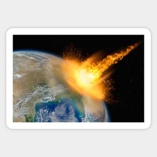 Dangerous asteroid hits planet Earth Sticker